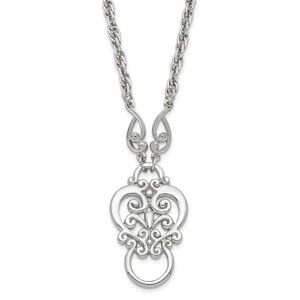 1928 Fancy Filigree Scroll 28 inch Eye Glass or Badge Holder Necklace